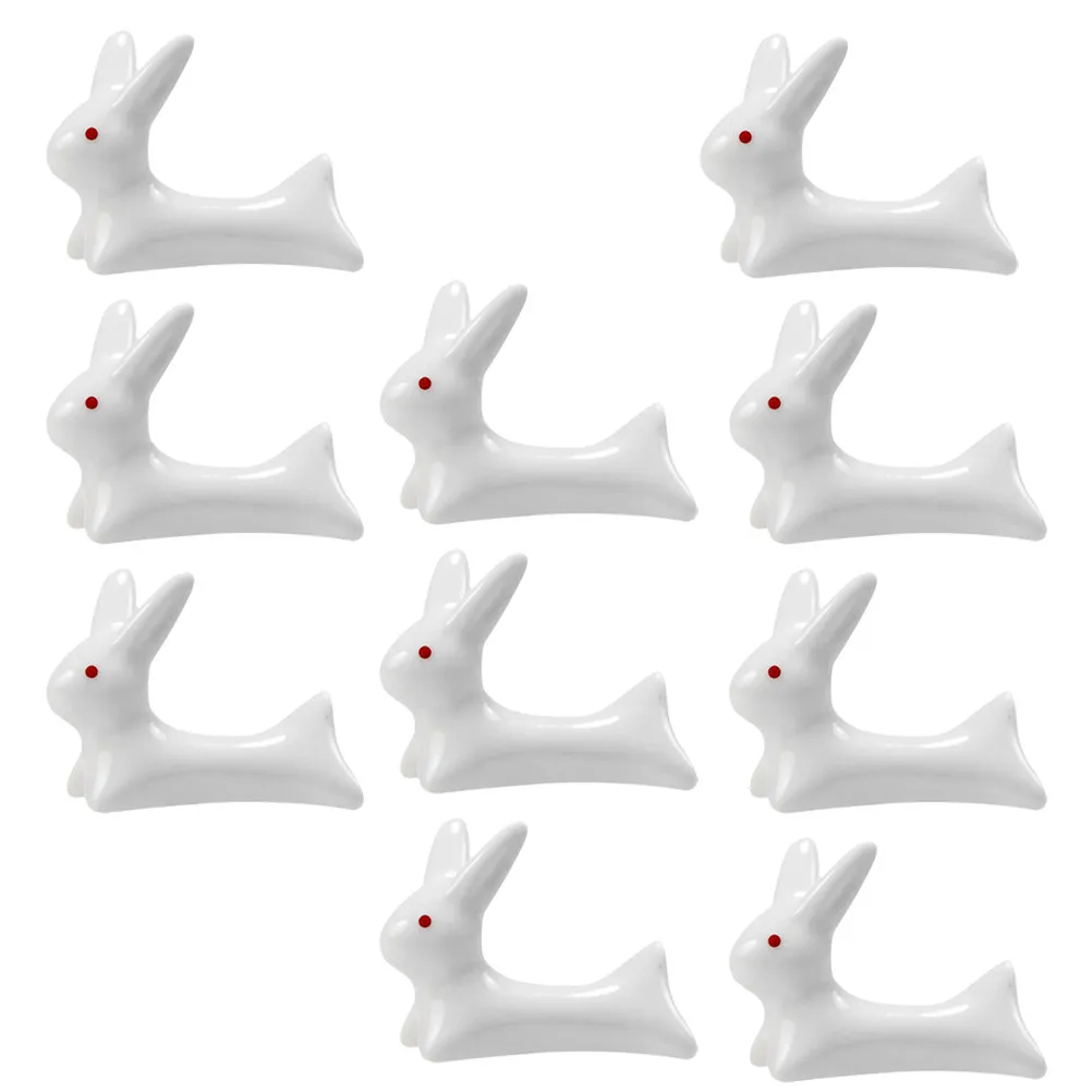 10Pcs Ceramic Chopsticks Rack Cartoon Bunny Shape Calligraphy Brush Pen Holder Dining Tableware Organizer Writing Brush Stand