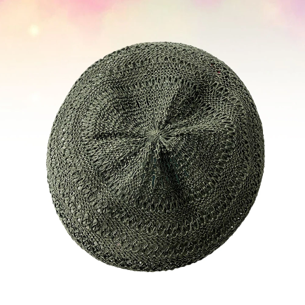 

Retro Straw Beret Khaki Cap Summer Hat Women Woven Travel Spring Fashion Comfort Cotton Linen Material