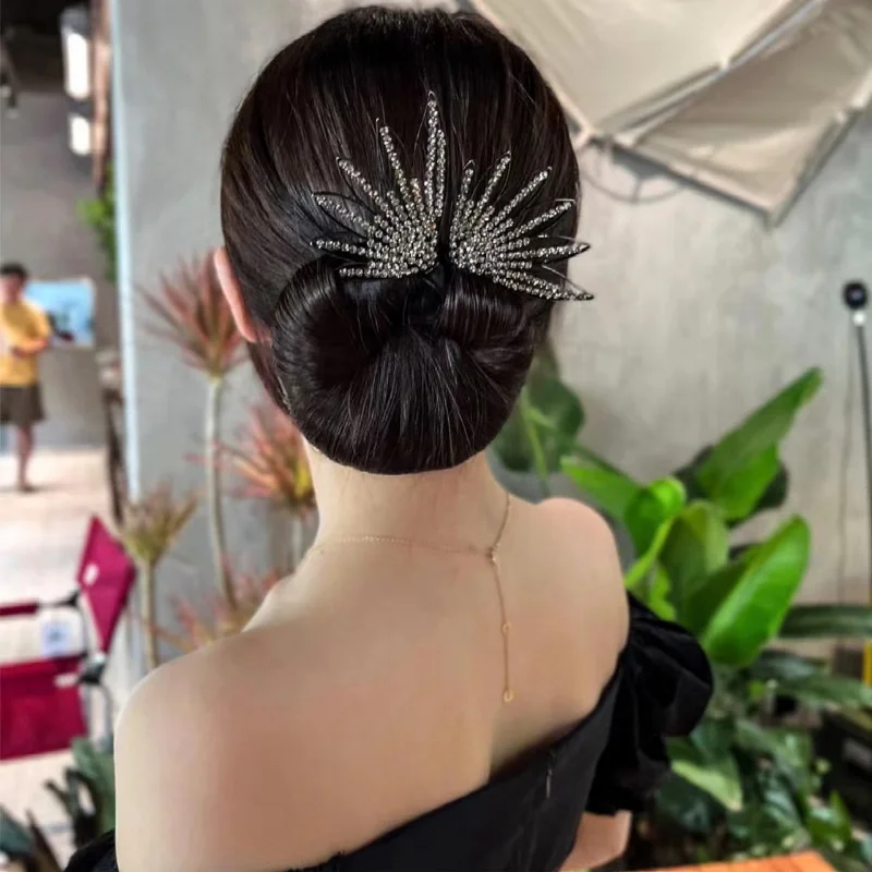 Mode Elegante Vlinder Bloem Haar Stok Haaraccessoires Voor Vrouwen Bloem Fishtail Hoofddeksels Haarspeld Bruid Sieraden Tiara