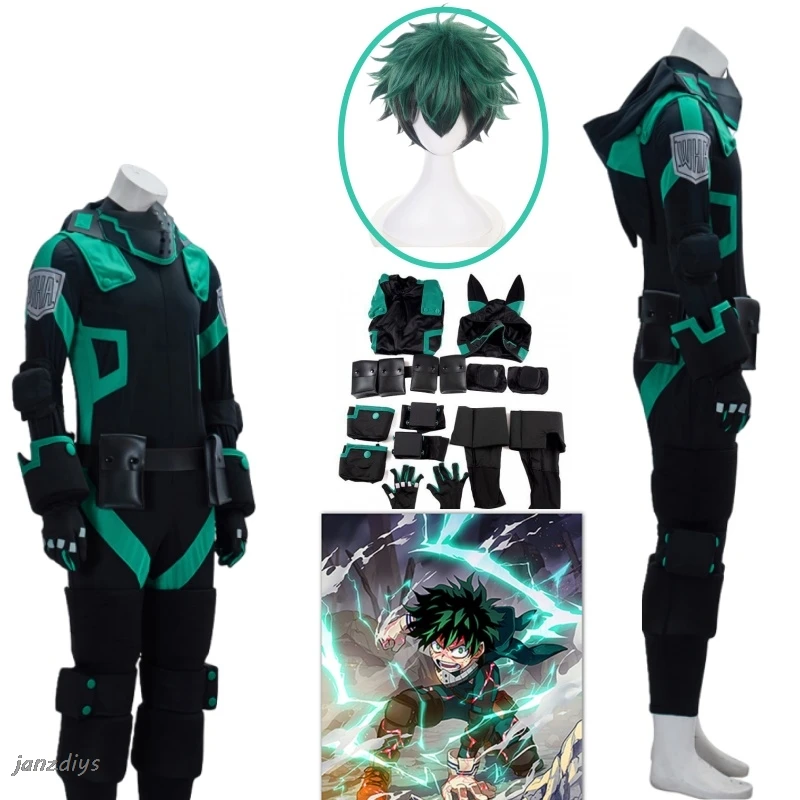 My Hero Academia World Heroes Mission Boku No Hero Akademia Izuku Midoriya Deku Cosplay Costume Green Battle Suit