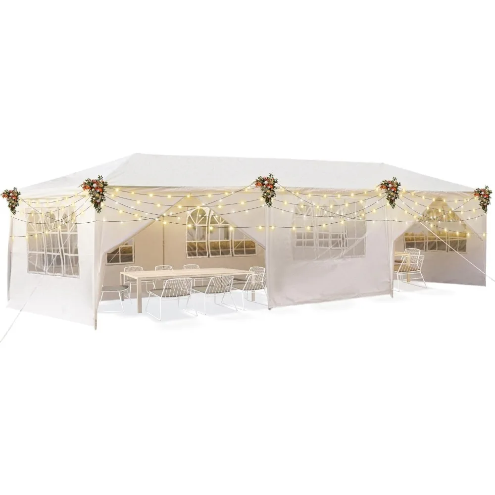 

10' X30' Canopy Tent, White Party Tent with 8 Removable Sidewalls, Outdoor Shade Detachable Tents for Parties, Events, Birthday,