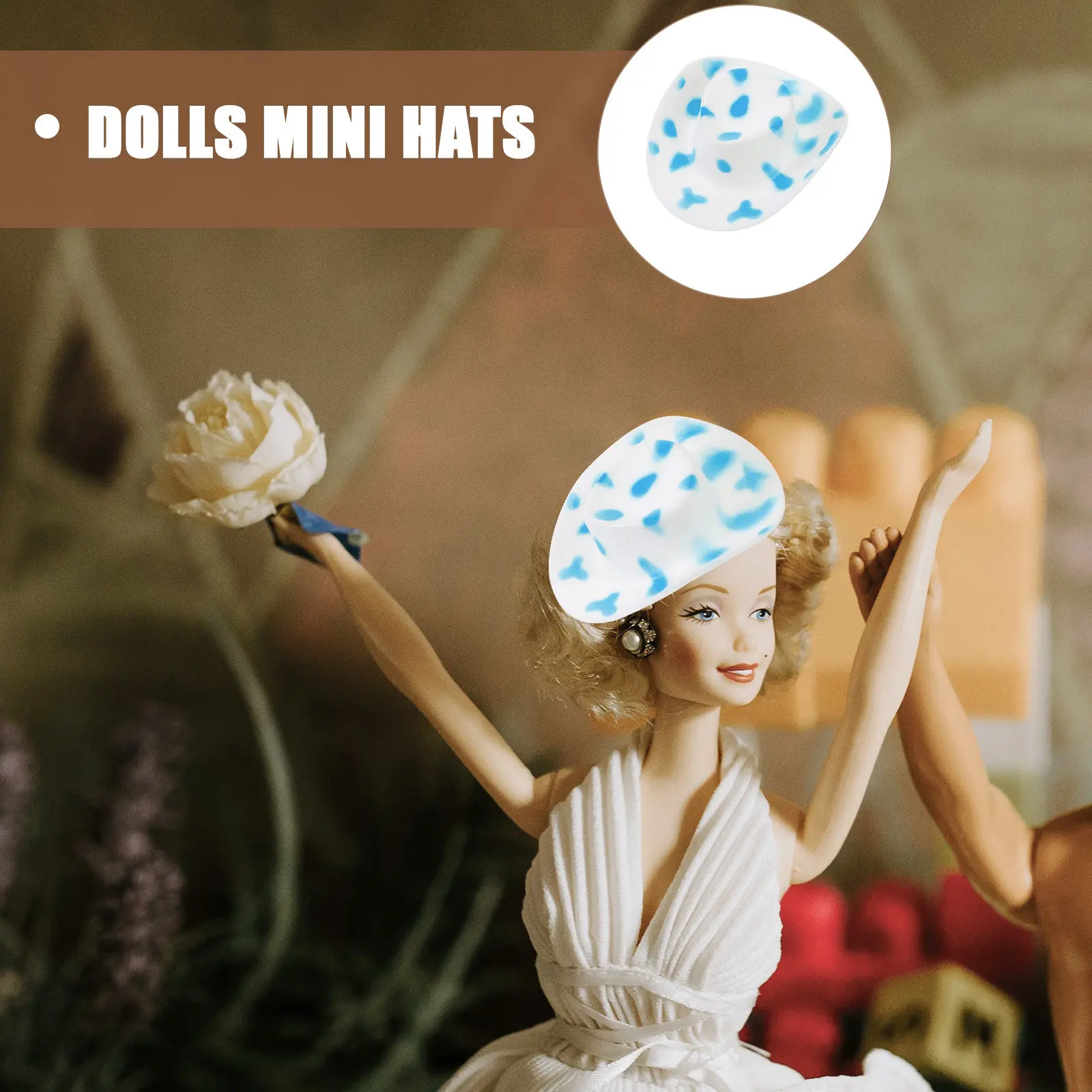 10 Peças de Mini Chapéus de Cowboy para Artesanato, Chapéus Pequenos Estilo Ocidental, Adereços Decorativos para Festas, Decorações de Bolo, Acessórios DIY