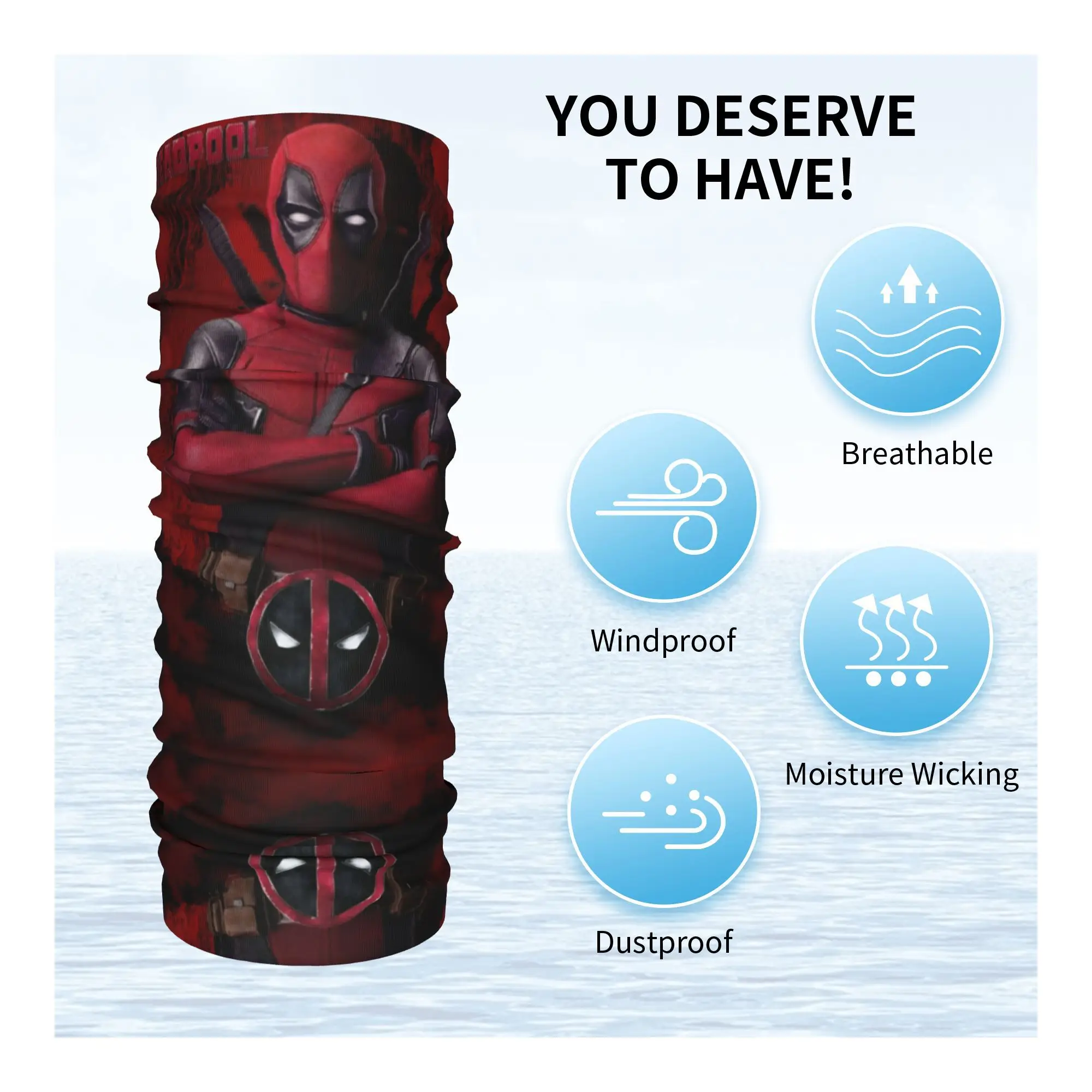 مخصص ديدبول فيلم باندانا الرقبة أدفأ الرجال النساء الشتاء التزلج وشاح أنبوبي الجراب كول كاريكاتير واقي الوجه