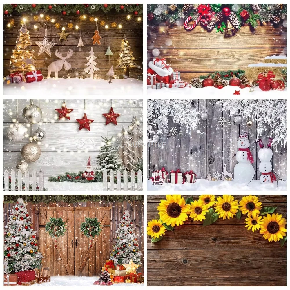 

Christmas Wood Planks Board Background For Photography Flowers Wreath New Year Party Toys Baby Photozone Portrait Photo Backdrop