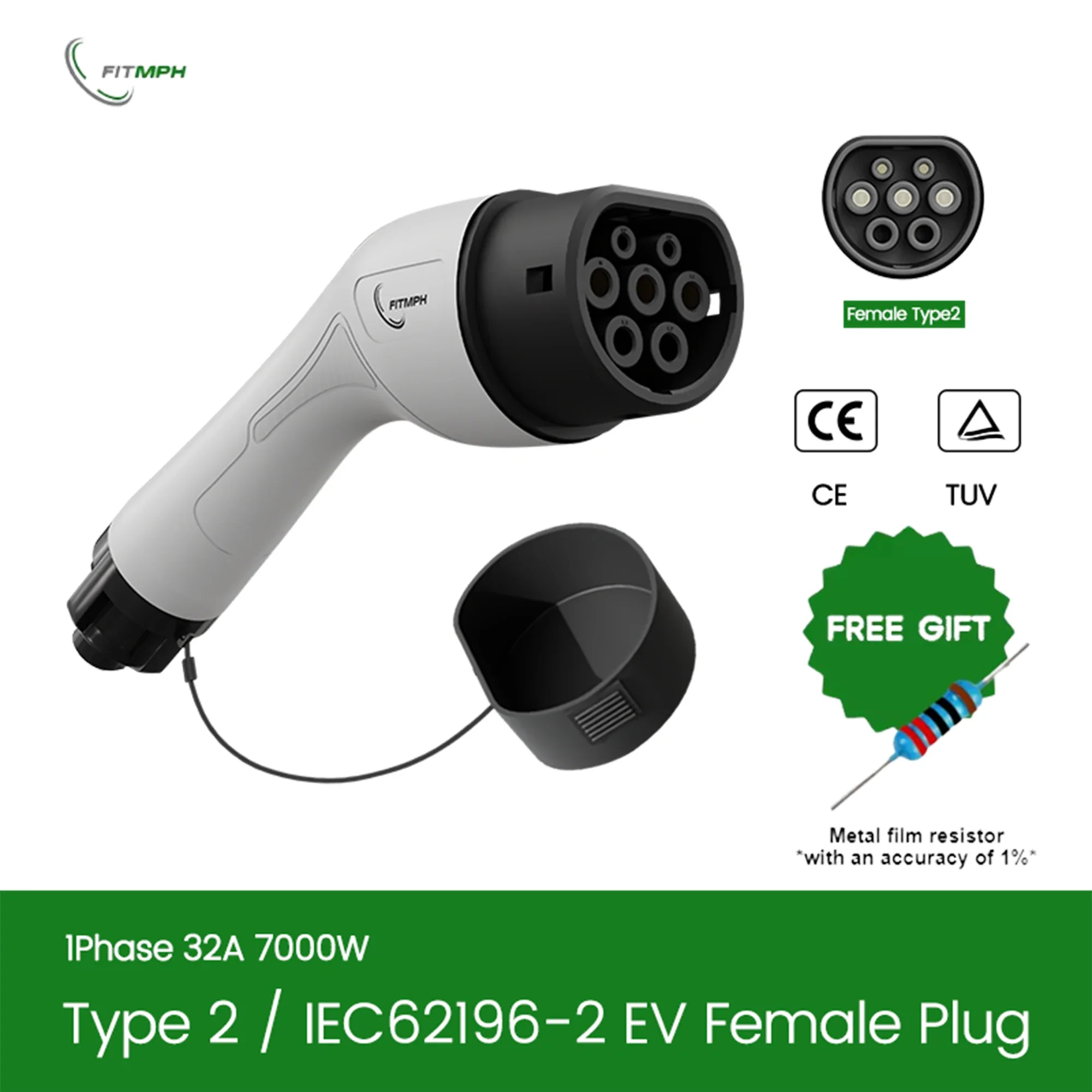 FITMPHType2EVFemaleChargerPlug1Phase32A7kWIEC62196-2ConnectorforElectricVehicleCharging-ConnecttoEVSide-AliExpress