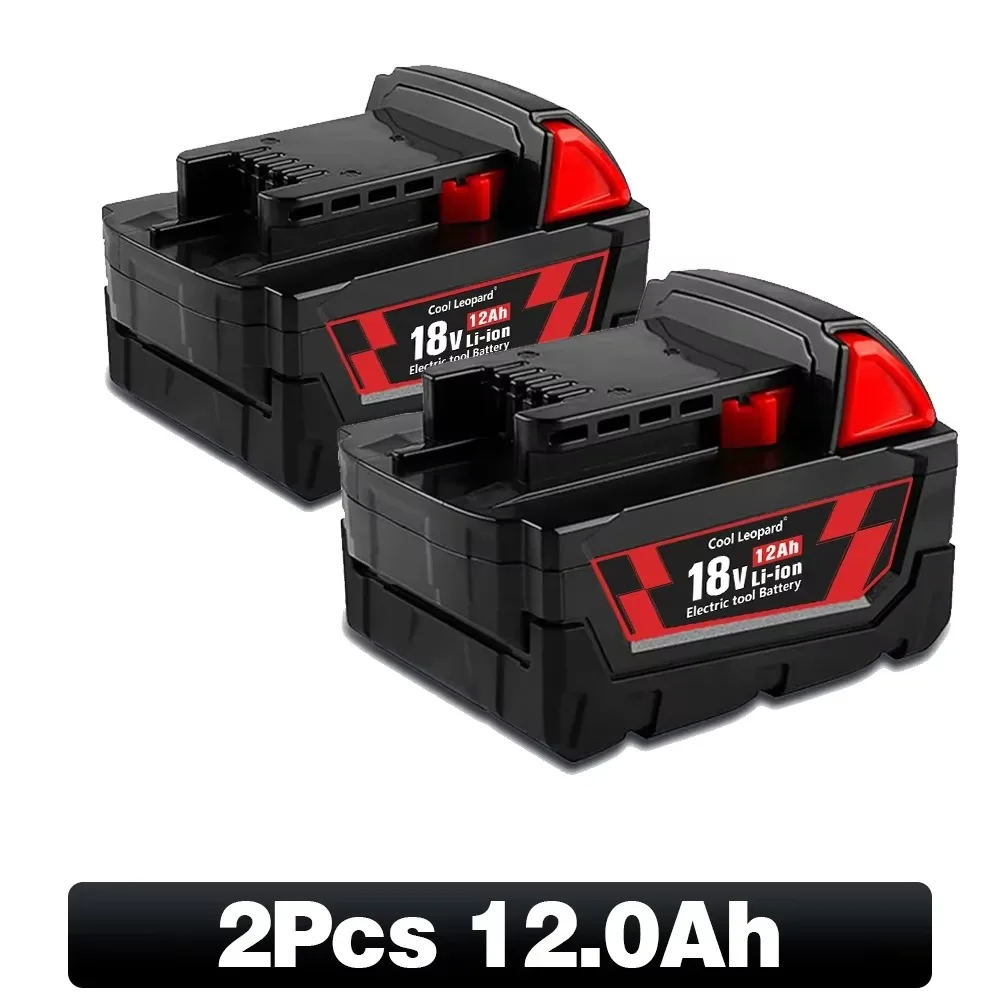 

For Milwaukee M18 Power Tool Battery, Charger, BR, XC, 18V, 6000mAh 9000mAh M18B5, 48-11-1860,2604-22 Built-in 18650 Battery