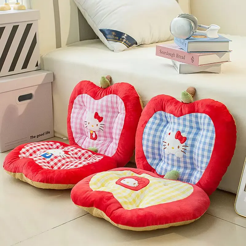 Cute Hello Kitty Apple Shaped Plush Cushion Cartoon Chair Seat Pad Soft Comfortable Home Office Decoration Washable Non-slip