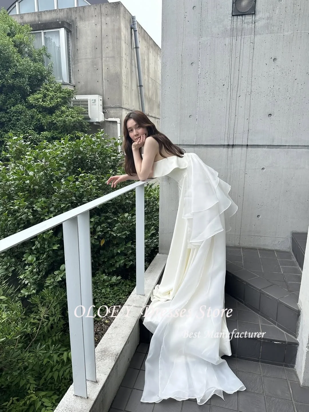 Oloey elegante vestido de casamento linha a clássico sem alças vestidos de noiva até o chão personalizado coreia vestido de casamento sessão de fotos