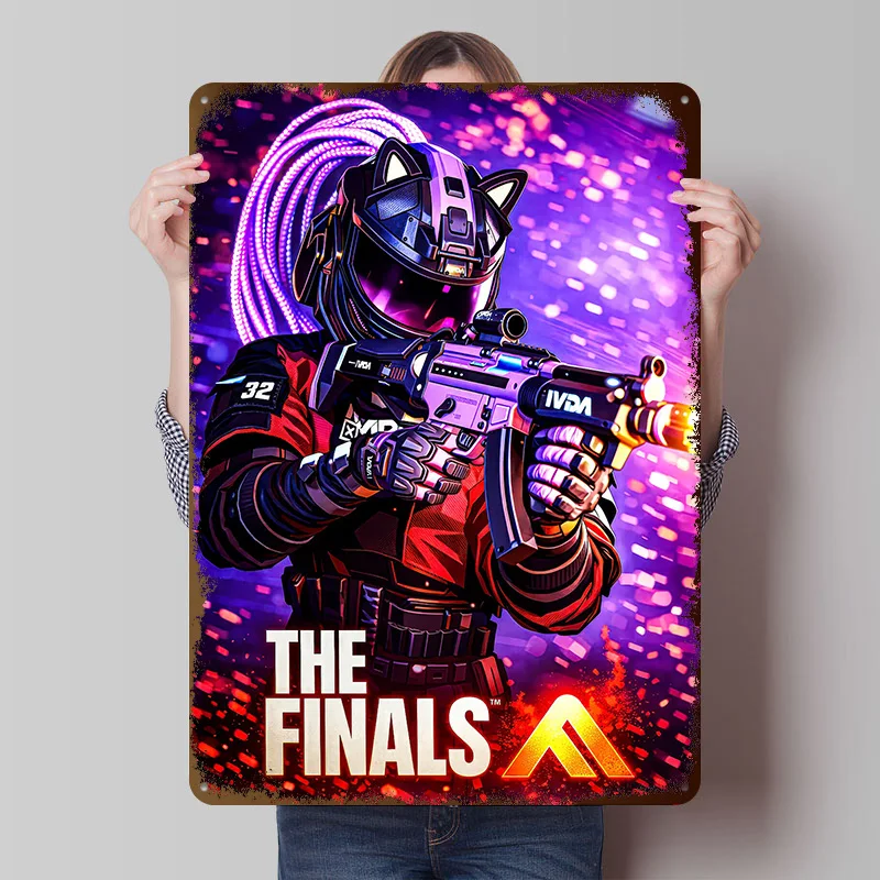 The Finals Game Character With Gun Poster Customized Vintage Metal Signs Wall Art Retro Tin Plaque for Home Decoration Ornaments