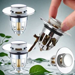 1/2/5pcs Universal Rebound Drain Plug Filter Basin Pop-up Chrome Sink Filter with Hair Catcher Bathroom Sink Drain Stopper