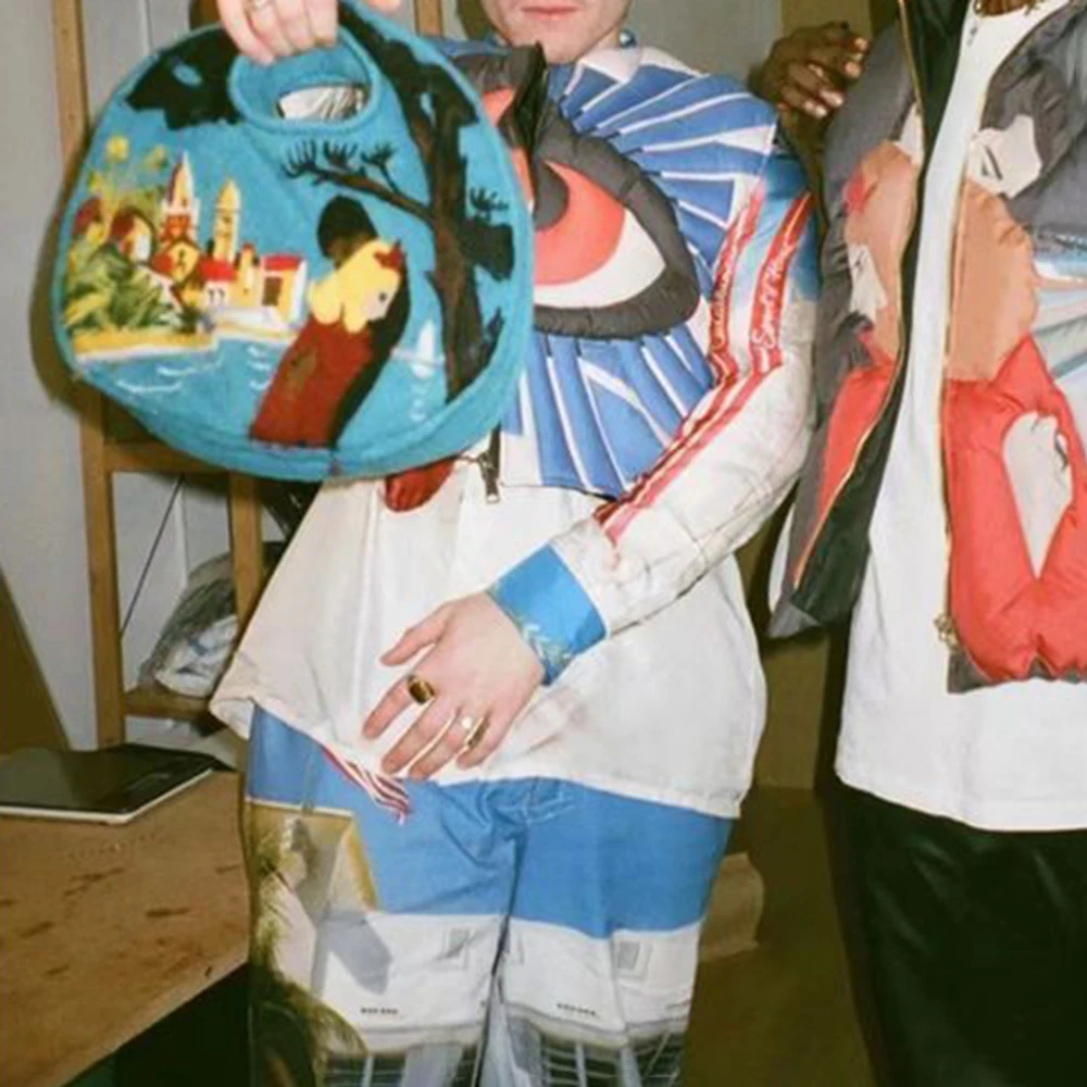 Mens Autumn Winter Eye Printing Y2k Vest Cotton Jacket 2024 New Essential American High Street Casual Loose Jacket For Men