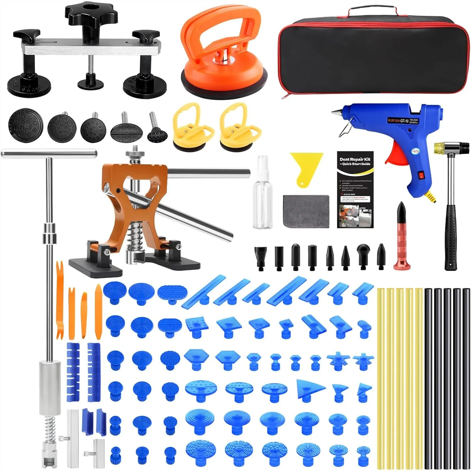 

Paintless Dent Repair Kit with Metal Dent Lifter, Bridge Puller, Slide Hammer T-Bar for Car Dent Removal