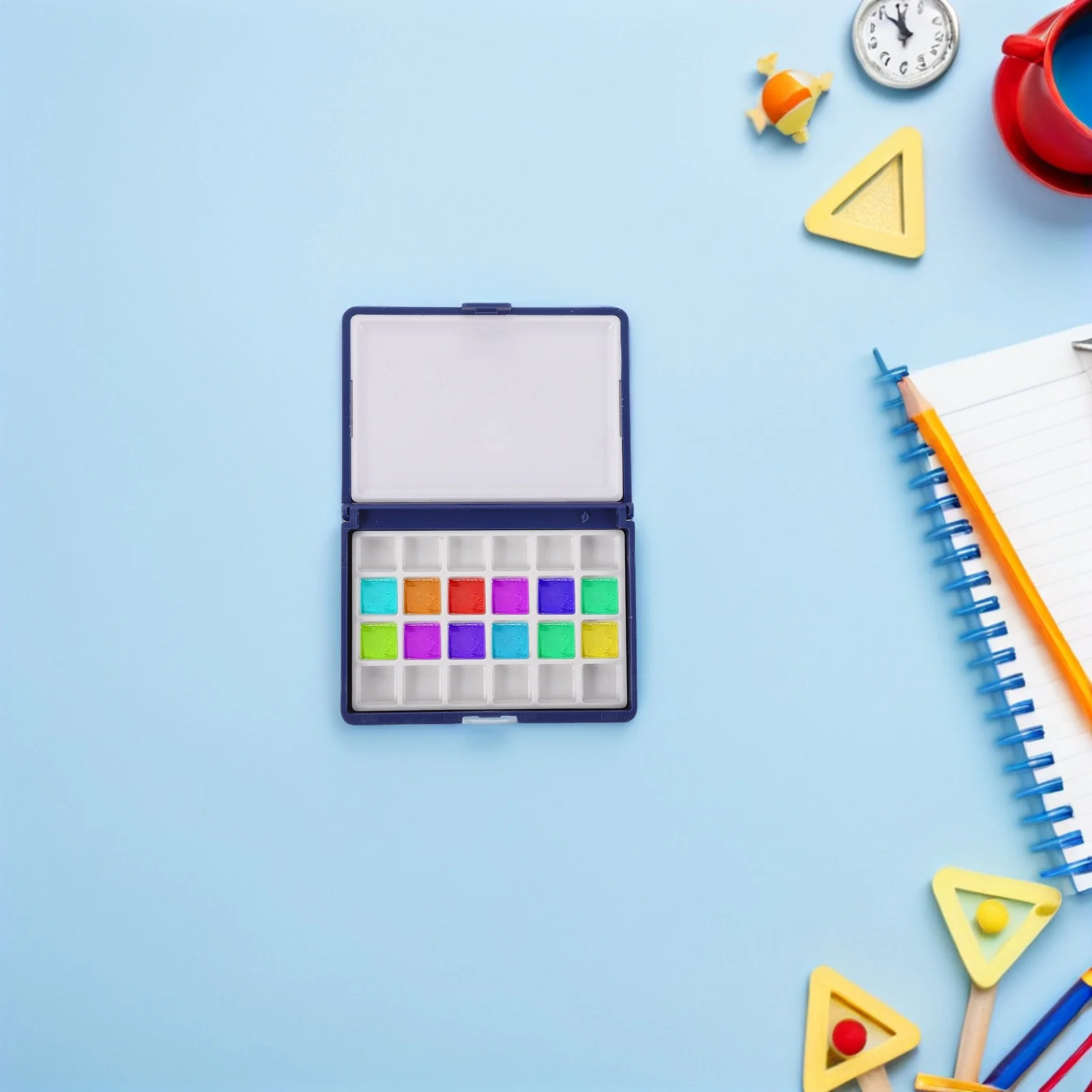 

Plastic Watercolor Mixing Palette with Lid 24 Wells Refillable Storage for Artists Students Travel Painting 3.1x2.4x0.6inches