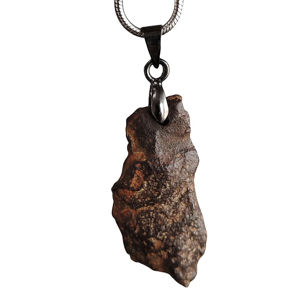 Gibbell Camille Natural Iron Meteorite Pendant Camille Meteorite Lucky Stone Specimen Necklace - CD174