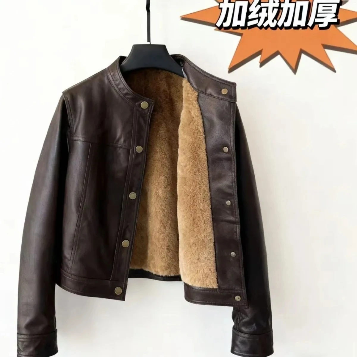 

Черная укороченная куртка из плотной искусственной кожи, весна-осень 2026, новая модная приталенная модель с воротником-стойкой, женская мотоциклетная верхняя одежда