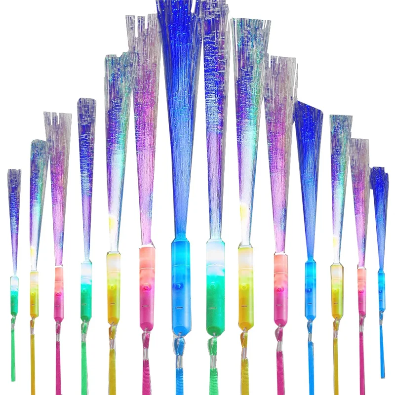 Lo-ok 24 PCS Glow Fiber Sticks LED Light Wand Fiber Optic Flashing Sticks for Party Wedding Halloween Christmas