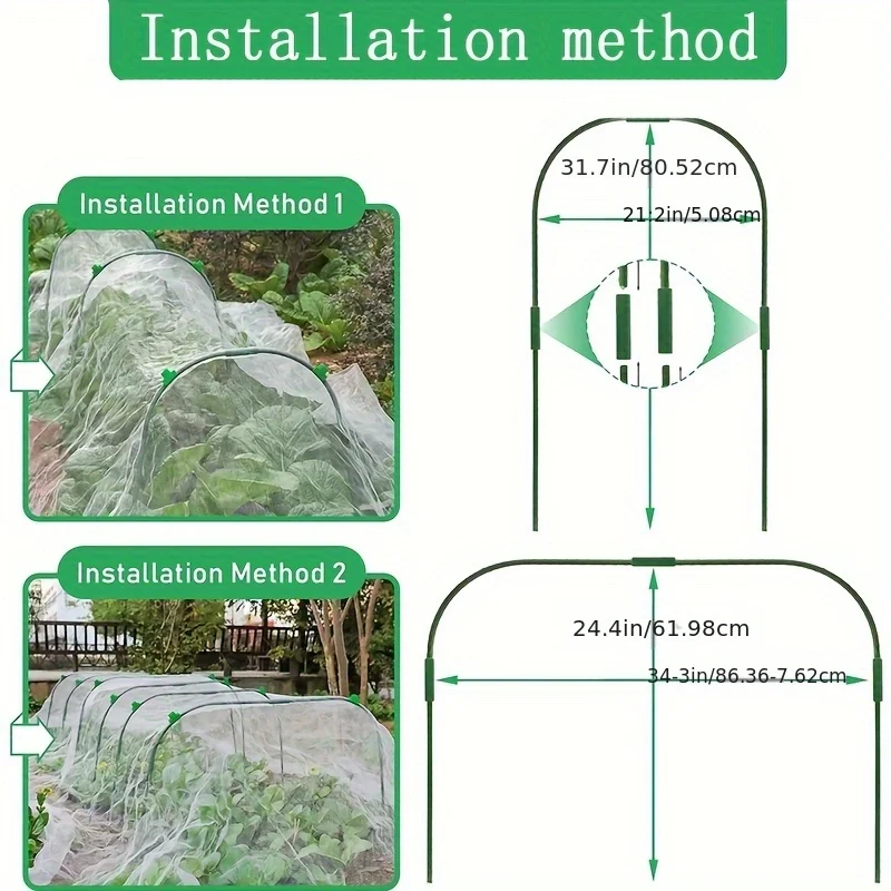 Garden Net Kit, 10 * 30 Feet Ultra-Fine Plant Net Cover, with 6 Garden Hoops and 18 Clips, Row Cover Net for Protecting Fruit