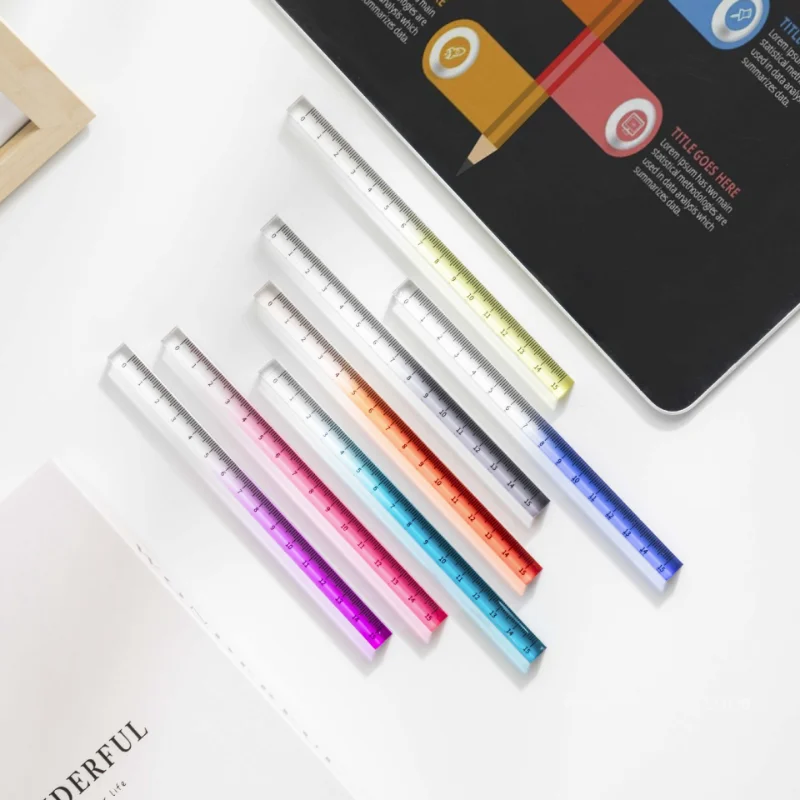 20cm Gradient Straight Rulers INS Transparent Dividing DIY Drawing Tools Acrylic Drafting Math Drawing Ruler Office Supplies