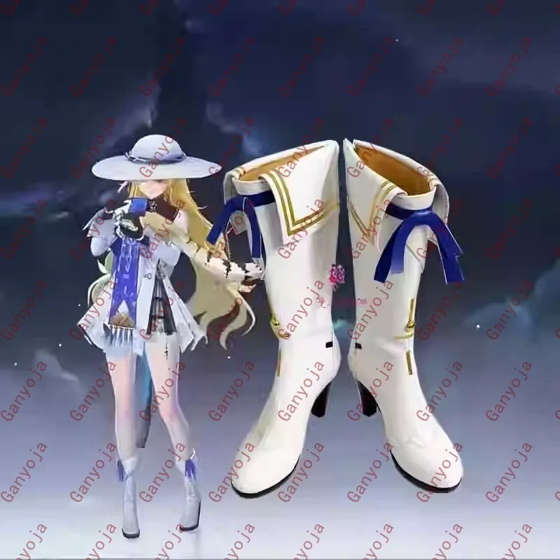 

Waves Wuthering Phoebe Cosplay Costume Shoes Handmade Faux Leather Boots High Heels