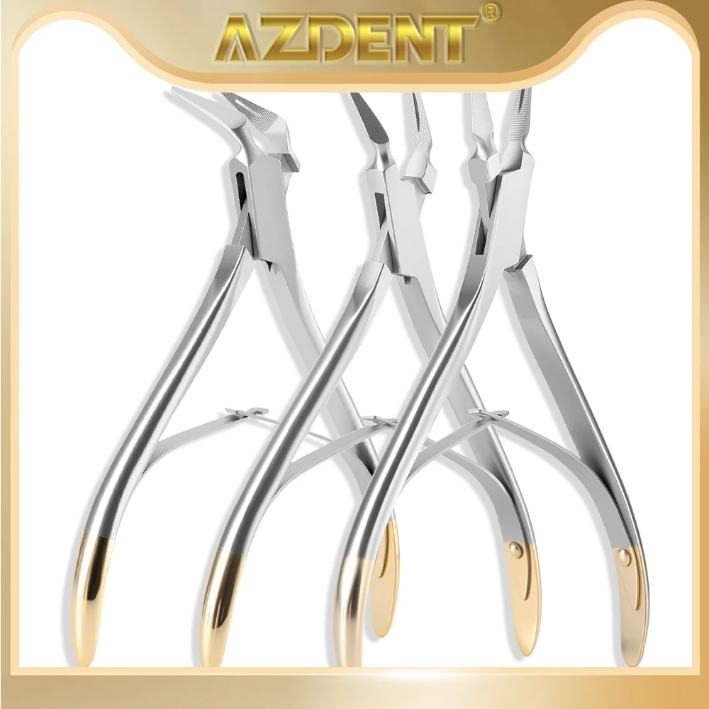 1Pc AZDENT Dental Residual Root Tweezers Forceps Tooth Plier Straight Curved Cutter Stainless Steel Dentistry Instrument Lab