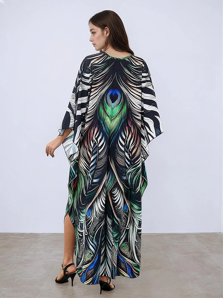 XITAO طباعة التباين اللون فستان فضفاض الخامس الرقبة عادية الكاحل طول أنيقة شخصية البلوز الصيف امرأة فستان GJ1158