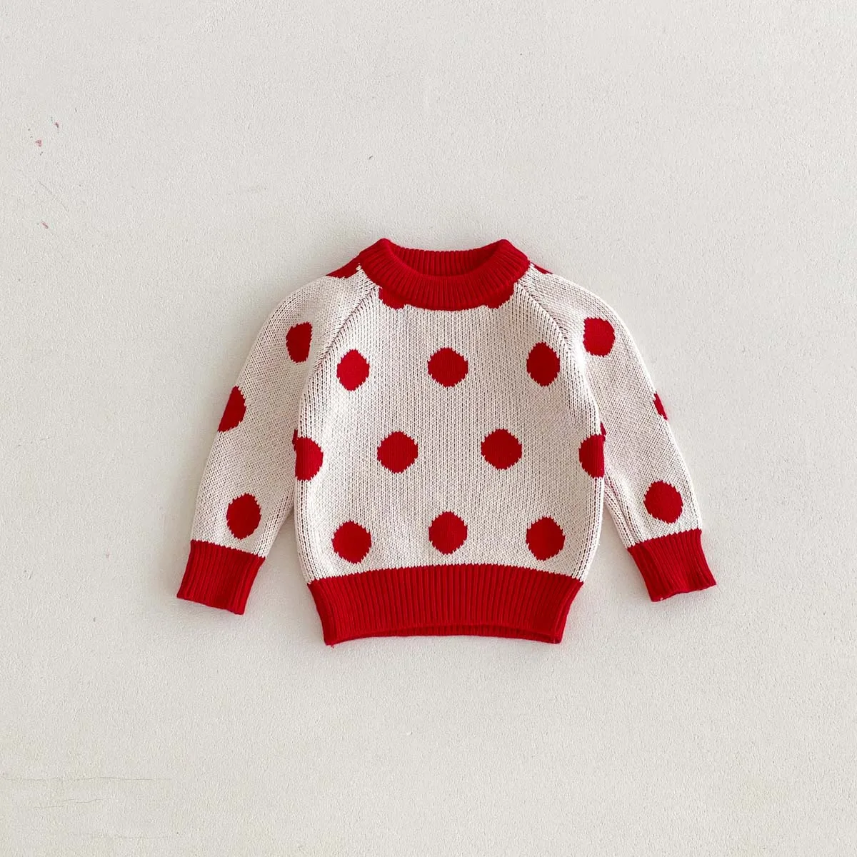 

Autumn and Winter Baby Contrast Dot Jacquard Sweater Knitted Long Sleeve Top Autumn and Winter Baby Girl's Clothing