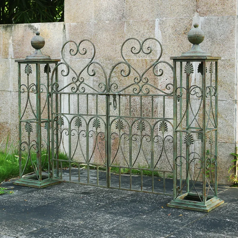 Courtyard entrance door Villa wrought iron garden door Outdoor arch Plant climbing vine Decorative flower stand
