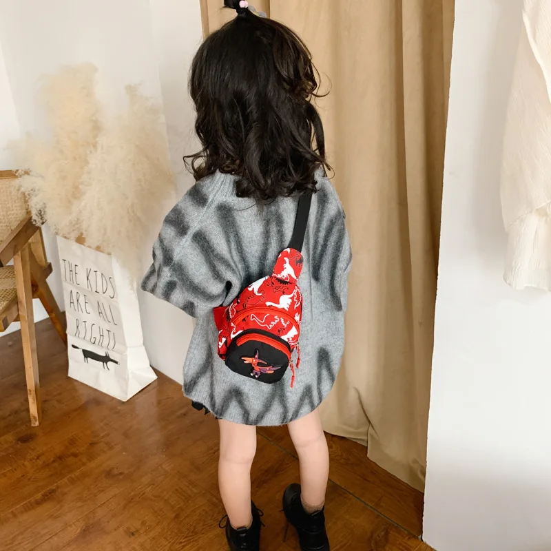 Sac à bandoulière en toile pour enfants, motif de dinosaure mignon, sac à bandoulière à la mode et initié