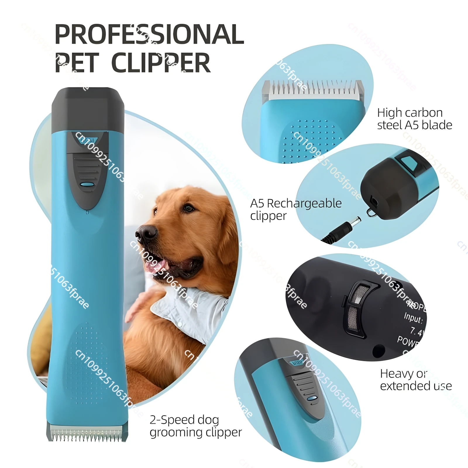 

Rechargeable Pet Hair Cutters Professional Big Battery Cat Dog Electric Cordless Grooming Remover Cutting Machine Pet Clippers