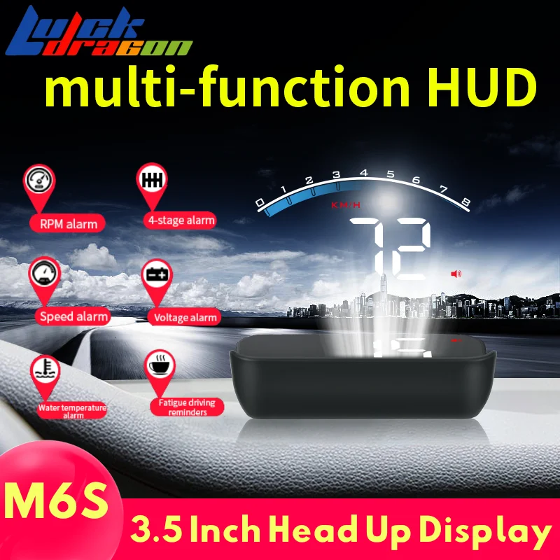 

Новый M6S HUD автомобильный проекционный дисплей OBD2 спидометр температура воды KMH MPH авто электроника проектор лобового стекла для всех автомобилей