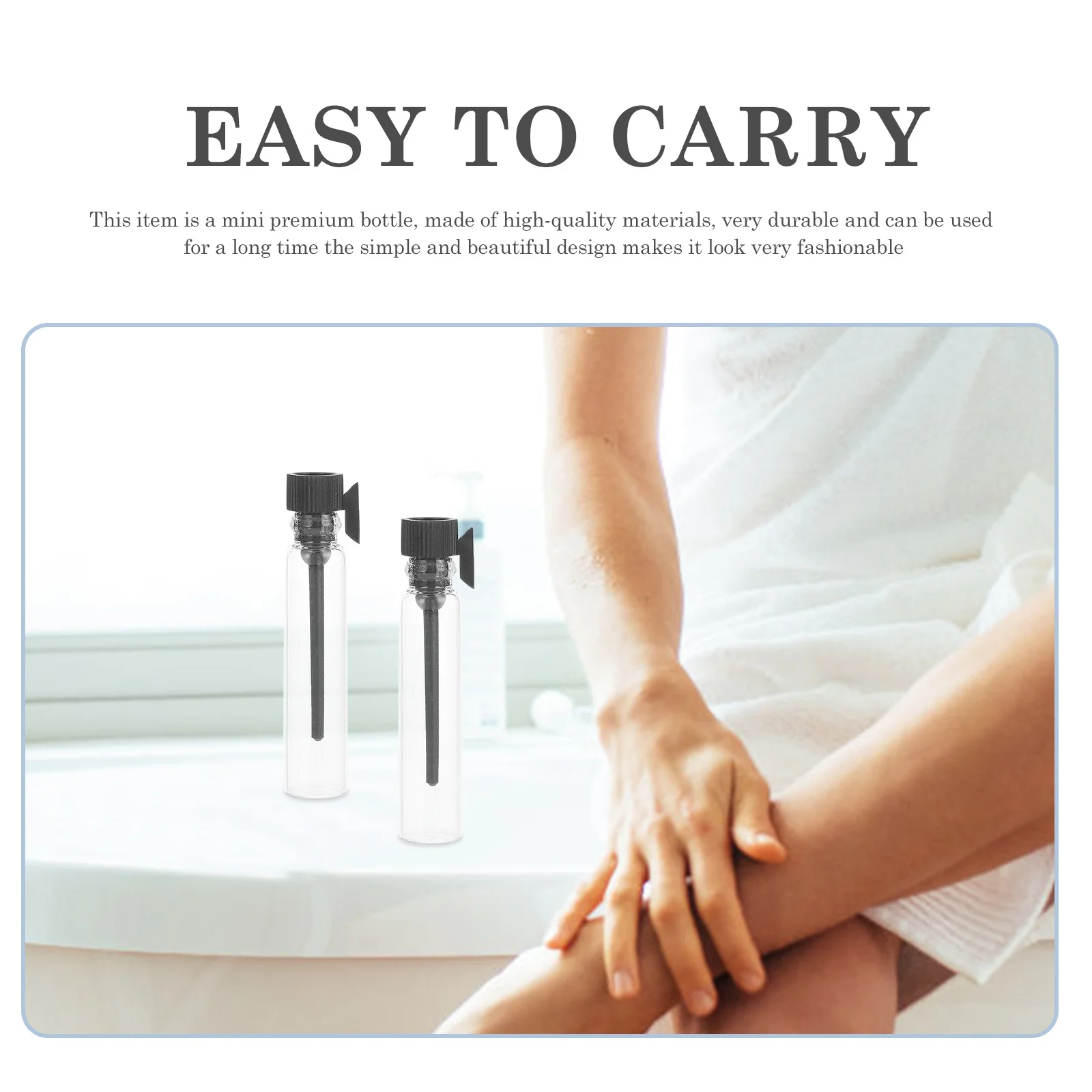 100 peças sub garrafas de vidro frascos de amostra de perfume recipientes de óleo essencial reutilizáveis compacto leve base antiderrapante