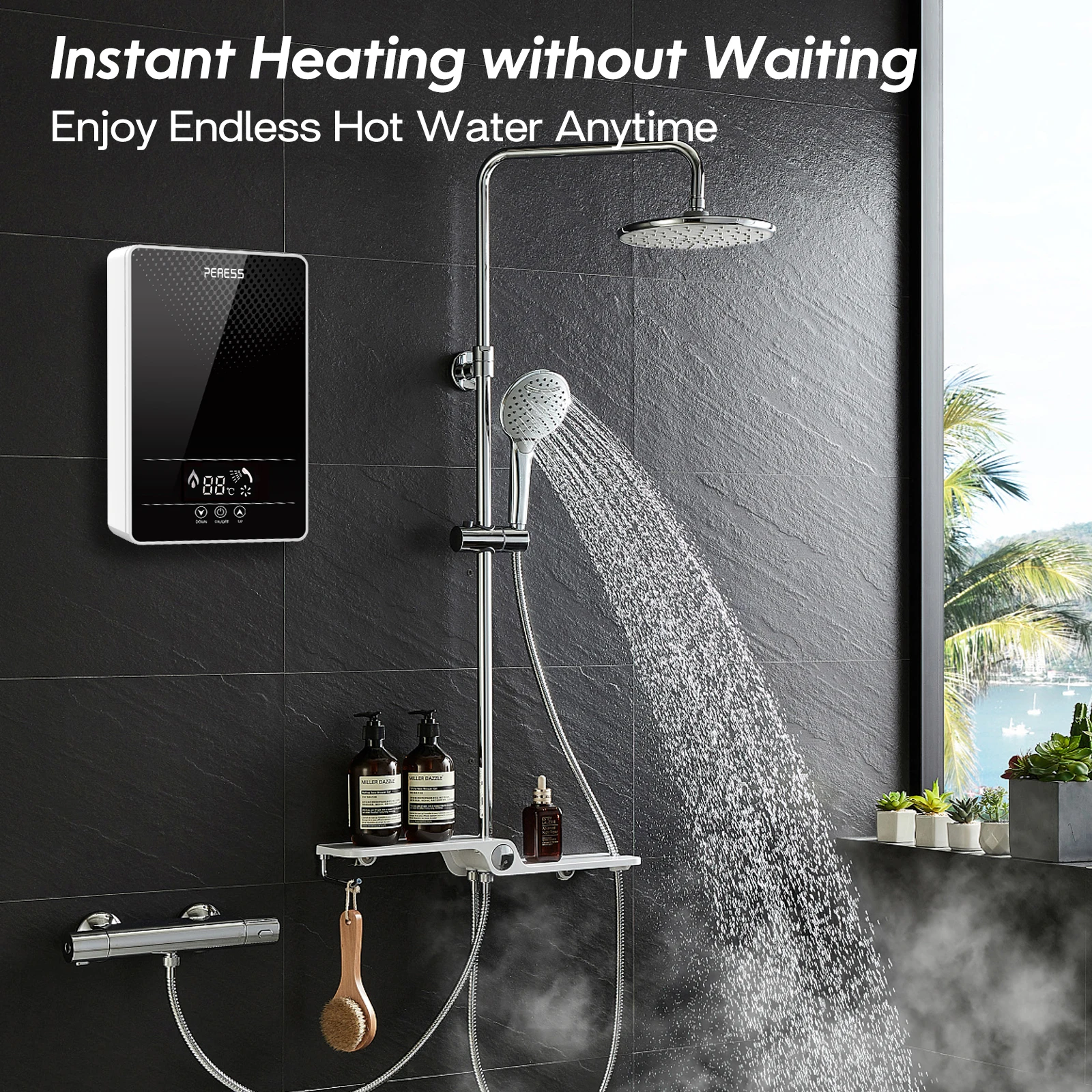 ทันทีไฟฟ้า Tankless เครื่องทําน้ําอุ่นห้องน้ําเครื่องทําน้ําอุ่น 220-240V 7000W อุณหภูมิ Automatica ในครัวเรือนโรงแรม