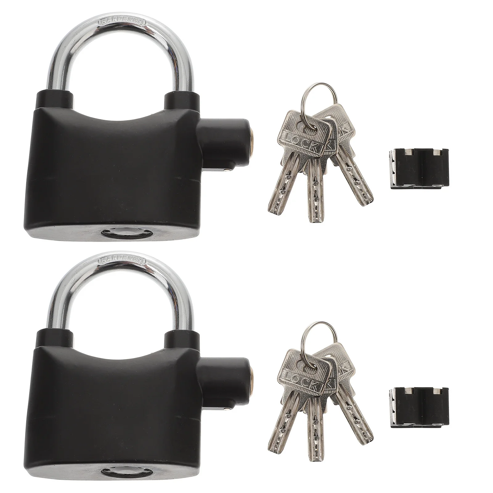 2Pcs Durable Security Padlock with Built-in Alarm for Bicycles Motorcycles Containers Doors Windows Easy to Carry