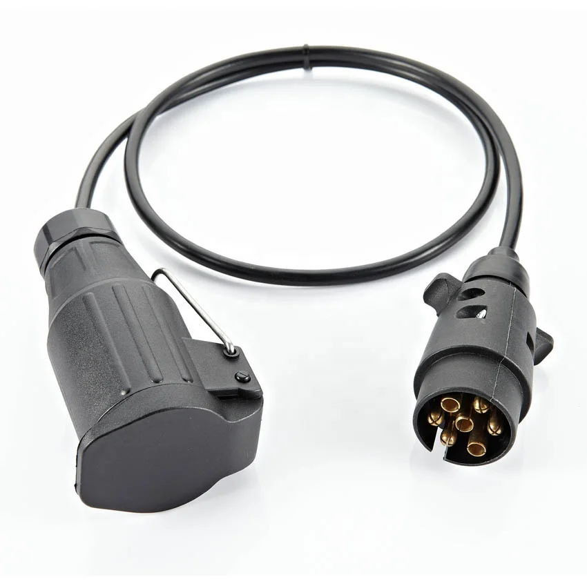 7-Pin Large Round Plastic Plug + 13-Pin Trailer Socket with Cable Connector