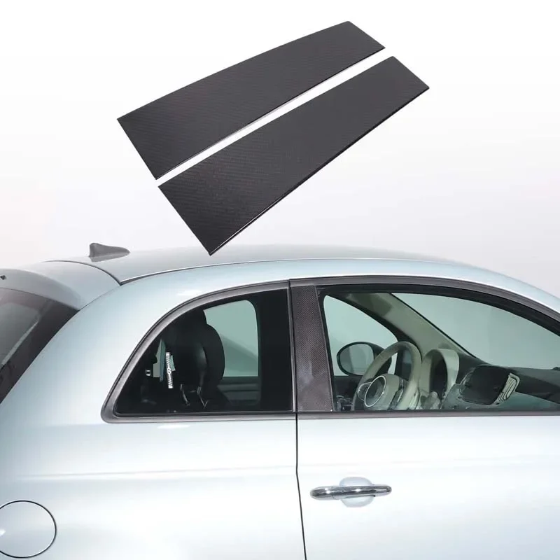 

Real Carbon Fiber For Fiat 500 2008-2023 Car styling car middle column decorative board sticker exterior protection accessories