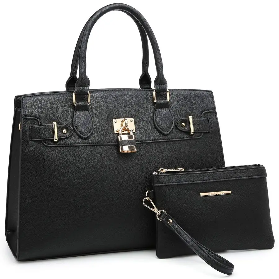 

Handbags and Purses Ladies Shoulder Bag Top Handle Satchel Tote Work Bag with Matching Clutch