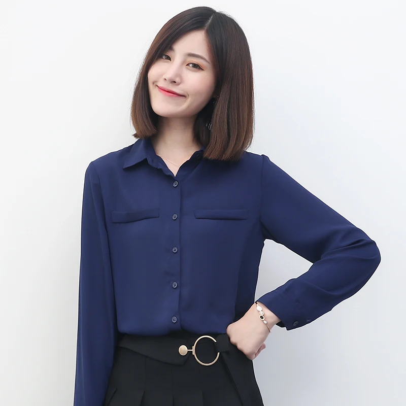 2026 New Simple Solid Women's Chiffon Shirts Excellent Candy Color Lady Long Sleeve Blouses and Tops Ladies Office Clothes