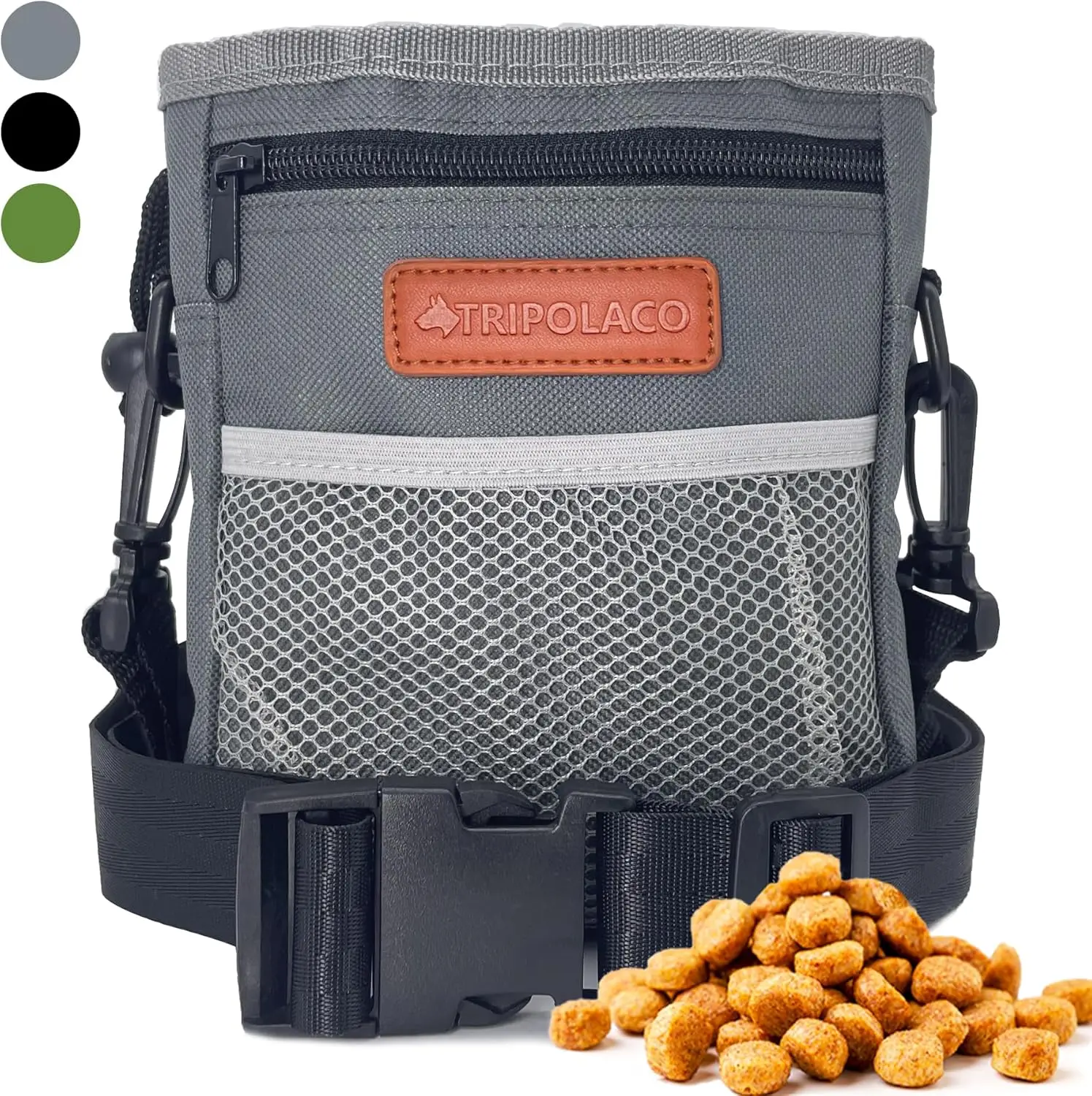 

Large Dog Treat Pouch with Multiple Pockets, Poop Bag Dispenser & Phone Holder for Training and Walks