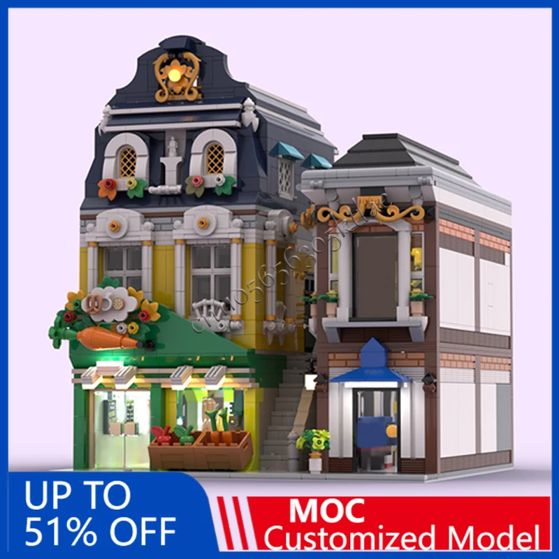 

3496 PCS Customize Streetview Modular Groceries Store MOC Building Block Children Diy Educational Surprise Toys Birthday Gifts