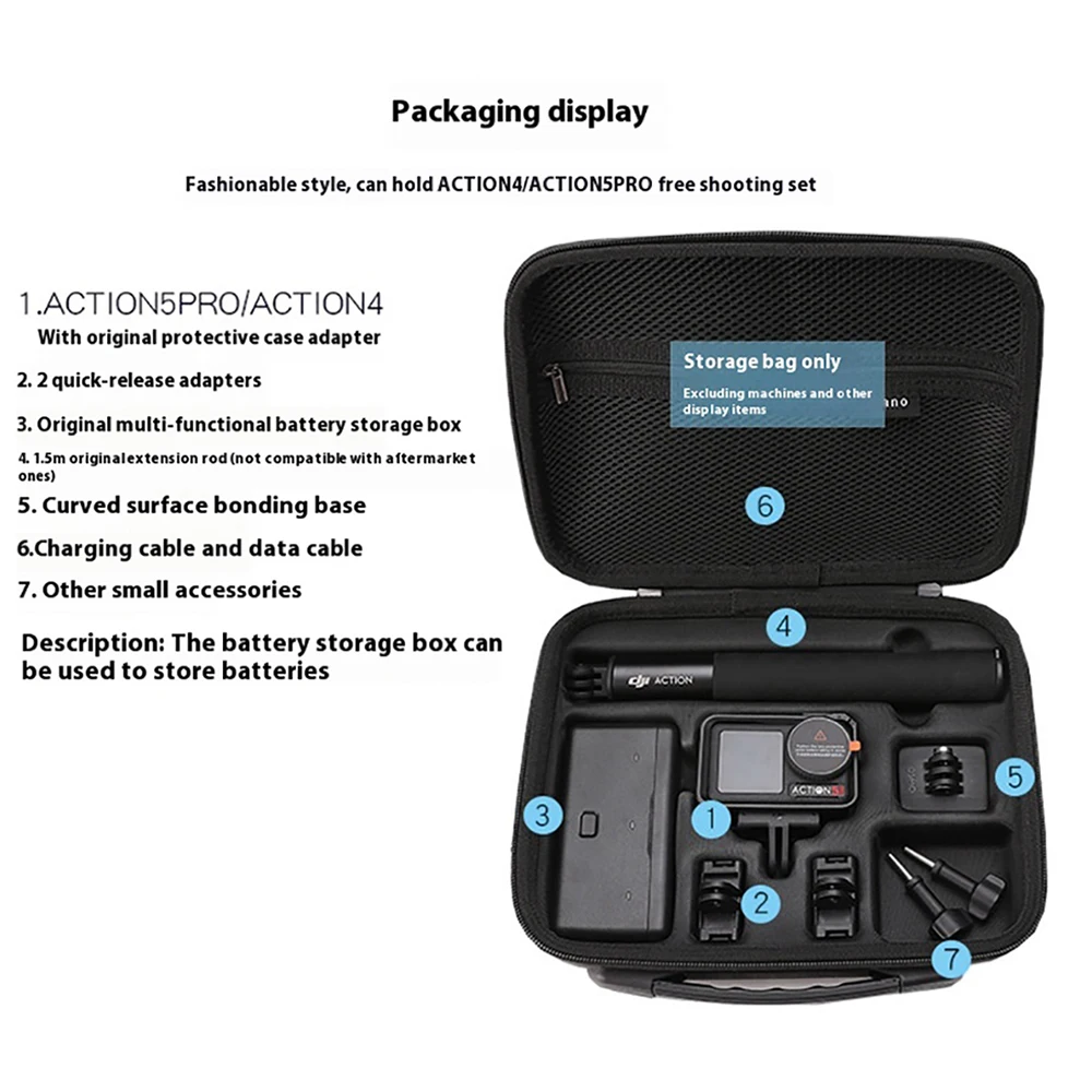 For DJI ACTION 5 PRO Shoulder Bag For DJI ACTION 3/4/5 PRO Action Camera Accessory Case