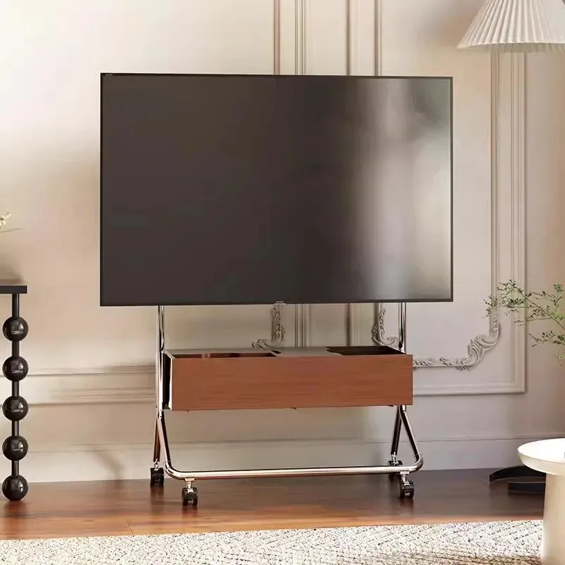 Movable TV bracket Nordic solid wood floor hanger art cart