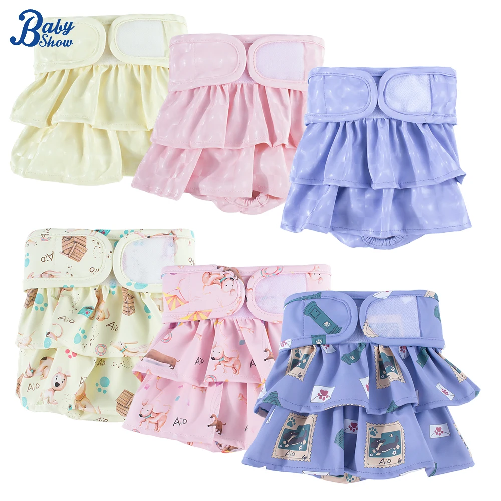 3pcs Washable Female Dog Diaper Skirt Dress Short Underware Belly Bands Reusable Pet Panties Sanitary Pant Diapers Easy To Clean