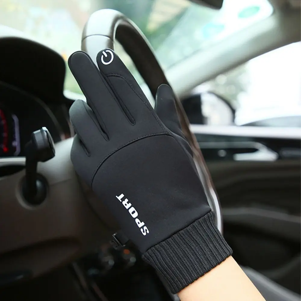 Autumn and Winter Touchscreen Gloves Waterproof Anti-Slip Commuting Gloves Black/Gray/Blue Lightweight Cold Weather Warm Mittens