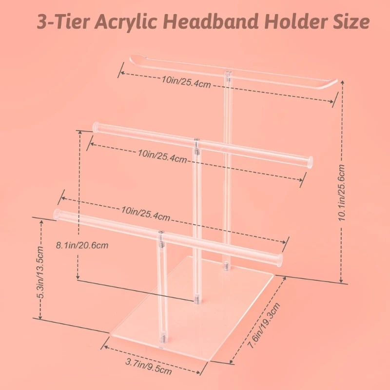 Универсальный акриловый держатель для ювелирных изделий, элегантный Т-образный органайзер для ювелирных изделий, 3-слойная для и