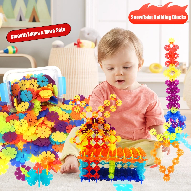 

Interlocking Discs Set Large Snowflake Building Blocks For Preschool Kids Montessori Toys 3D Puzzle Baby Assembly Toy Game