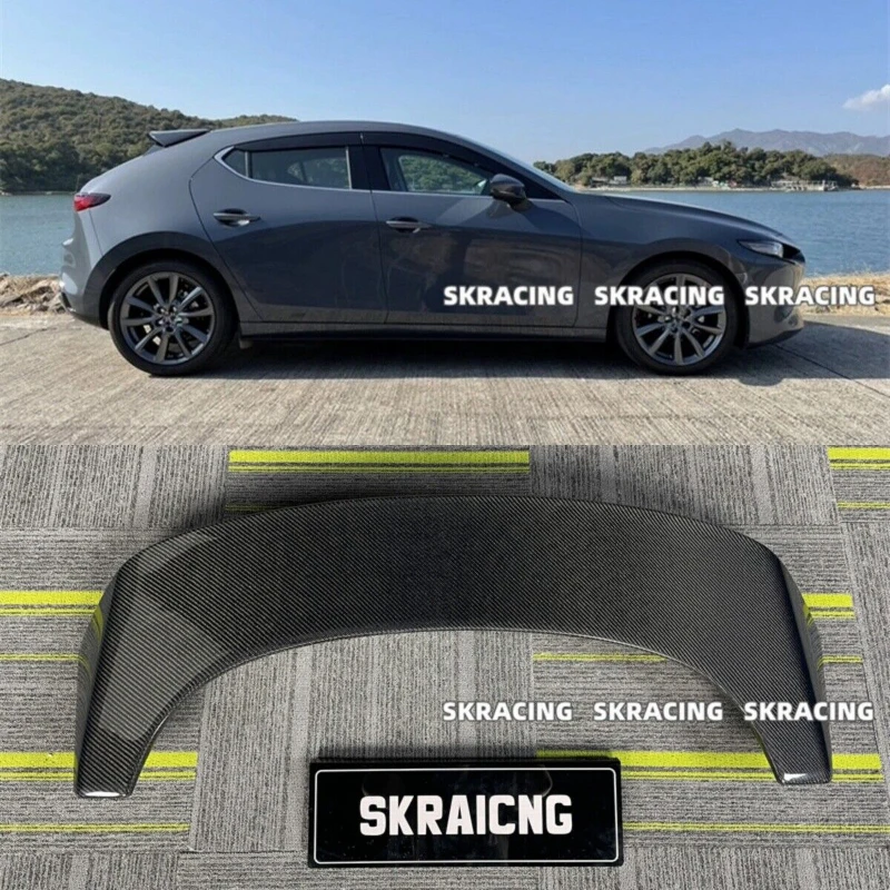 Car Accessories For Mazda 3 AXELA 2020-2024 Real Carbon Fiber Rear Roof Spoiler Wing Body kits