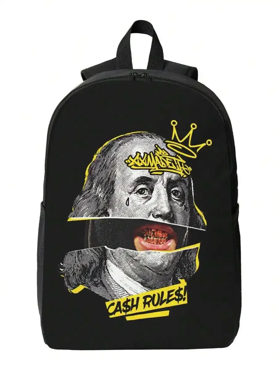 Custom Bag Cash Rules Franklin Grills Art School Backpack For Men Women - Backpack For Adults Youth Business Daily Commute - Lap