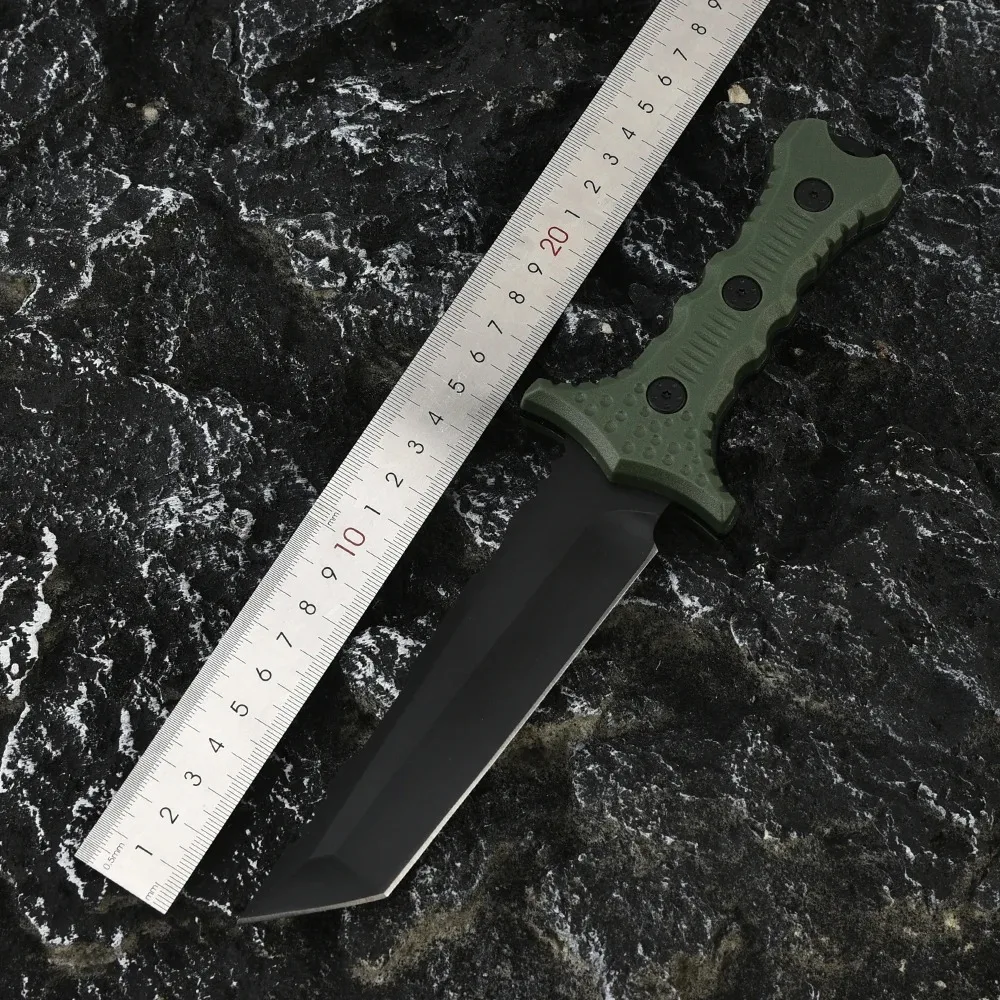 High Hardness Outdoor knife with Scabbard Portable Camping Cutting Knife Military Tactical Knife Survival Knife for Self Defense