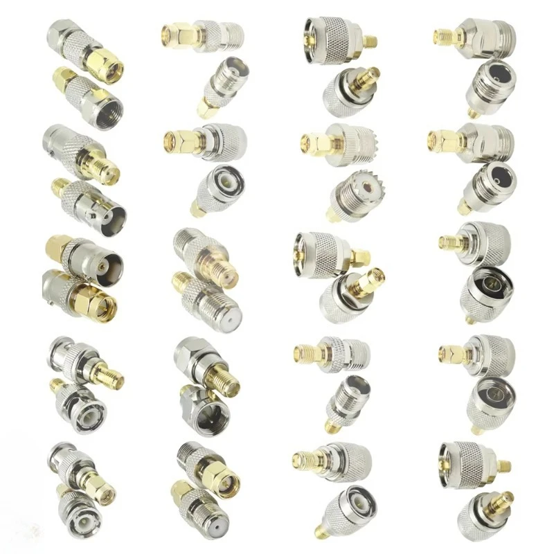 SMA to F N BNC UHF TNC Adapter Set RF Coaxial Connector Kit SMA Male/Female to Multi-Interface Copper 50 Ohm for Test