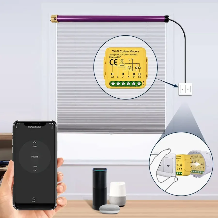 Tuya WiFi Zigbee Smart Curtain Switch Motorized Blinds Roller Shades Electric Motor Voice Control Alexa Google Home Smart Life